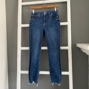 Good American Good Legs Ripped Hem High Waist Skinny Jeans Blue614 Size 2/26